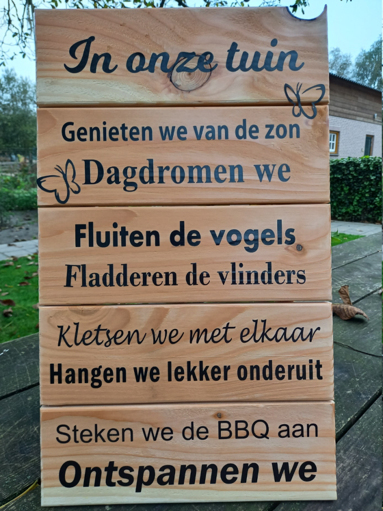 Tekstbord In Onze Tuin D N Oerse Have